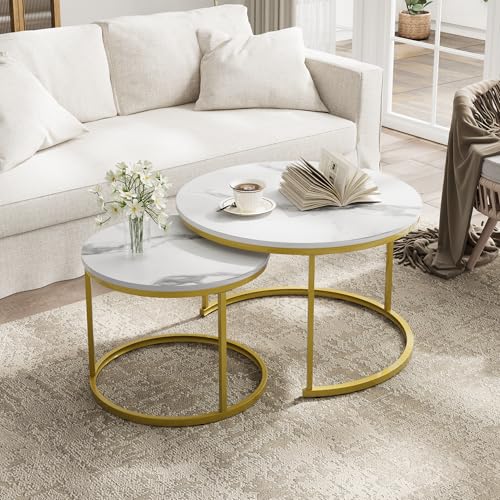 Smuxee White Nesting Coffee Table Set of 2, 27.6