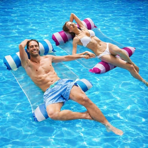 Image of Inflatable Pool Floats for Adults with Manual Air Pump - Water Hammock & Floating Bed | Adult Floaties | Swimming Pool, Beach, Lake & Summer Party