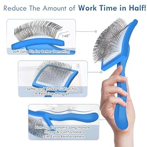 Dogslickerbrushformediumorlonghaireddogslongpinslickerbrushforremovesloosehairtanglesandknotsbestgroomingbrushforlsmallanimalslargefreepetcombblue  Cucciolini Doodles   cucciolini doodles