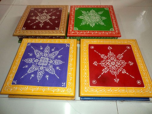 Triveni Art & Crafts Incredible Indian Handicrafts Wooden Hand Painted Embossed Dry Fruits Box Home Decor
