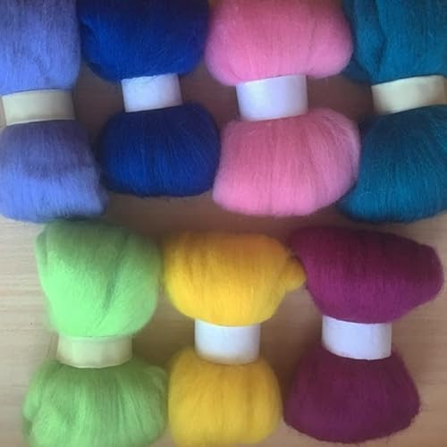 HXSCOO Laine Feutre Amusant Bleu Vert Jaune Violet Rose Couleur 10g / 7pcs / lot Cover