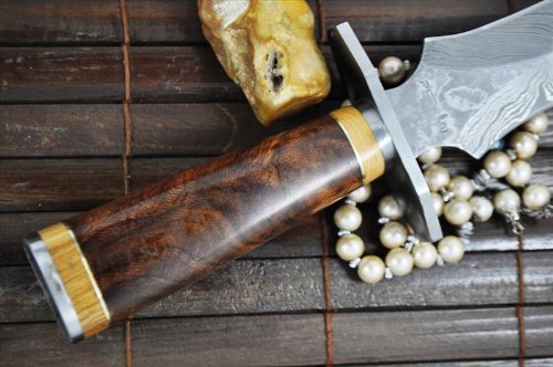 Coltello da caccia in acciaio Damasco, fatto a mano, personalizzato