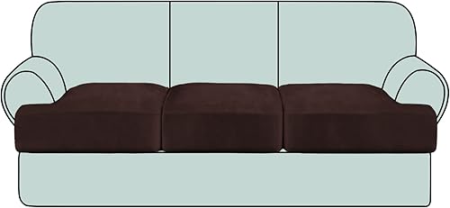 n - Fundas elásticas de terciopelo para sofá con cojines en forma de T individualmente, 3 fundas para sofá de 3 plazas, funda gruesa elástica (3