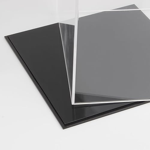 Miniatura 6 de Kcgani Caja de acrílico con base negra, vitrina de trofeos de acrílico transparente de autoensamblaje simple con tapa, caja de acrílico cuadrada