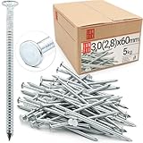 Clous 3.0x60mm 5kg 1450 pcs. | Clou double pointe nervuré pour charpente, menuiserie, toit...