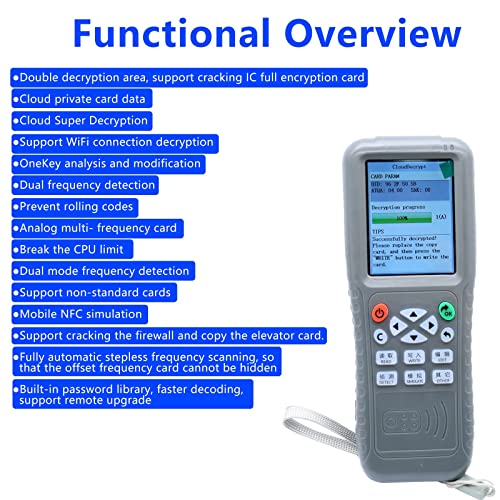 NFC RFID Card Copier Reader Writer Duplicator, WiFi Full Decode Smart Card RFID NFC Copier IC ID Reader Writer Duplicator, 10pcs ID125khz Cards+10pcs ID125khz Keyfobs+10pcs 13.56mhz IC Key