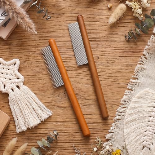 2 peines de madera para macramé con pines de acero inoxidable miniatura 2