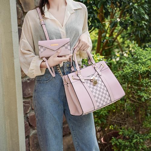 Image of MKF Collection Crossbody Tote Bag for Women & Wristlet Wallet Purse Set - PU Leather Top-Handle Satchel Shoulder Handbag