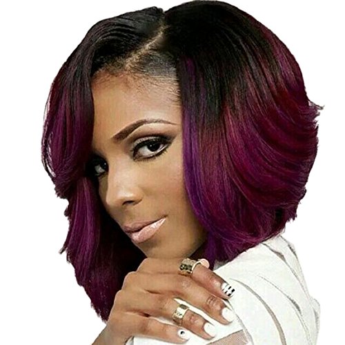 TopWigy 12" Women's Synthetic Wigs Dark Root Red Body Bob Wigs Replacement Wigs Cosplay Costume Wigs+Wig Cap (R4-45C#)