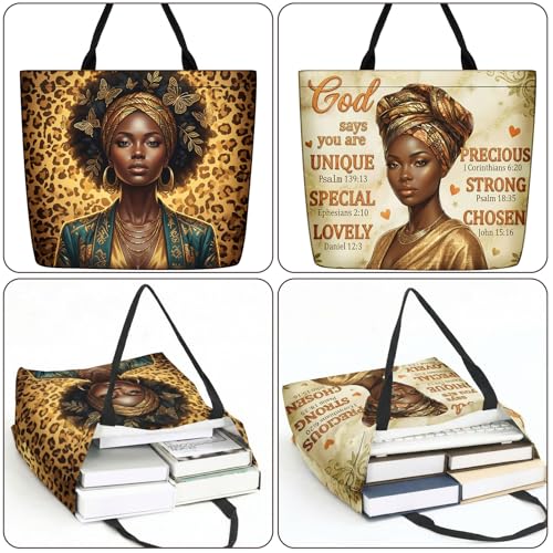 Image of Silkfly 4 Pack African American Tote Bags Gifts for Black Women Shoulder Handbag Afro Satchel Sister Bag for Work Travel