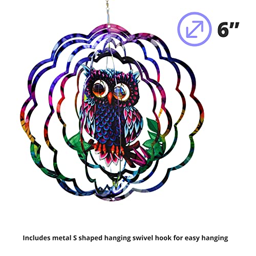 Vp Home Mystical Owl Kinetic Wind Spinner For Yard And Garden Wind Spinner Outdoor Metal Large Hanging Owl Decor 3D Garden Art Wind Sculpture Spinners Mandala Kinetic Art Garden Spinner Decorations #TOP10