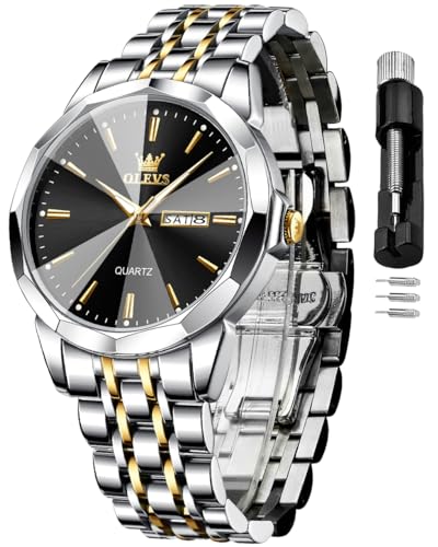 Image of OLEVS Watch for Man Analog Quartz Dress Diamond Business Stainless Steel Watches Waterproof Luminous Date Luxury Wrist Watches