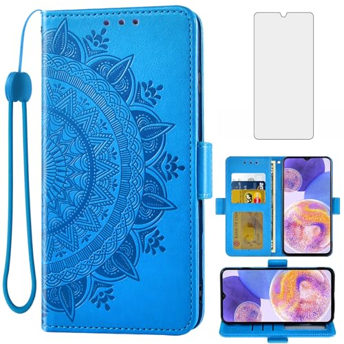 Coque Samsung Galaxy A23 5G étui portefeuille Asuwish avec verre trempé