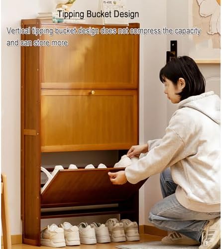 Shoe Storage Cabinet Cabinets Hallway Slim Cupboard Cupboards Hallways Slimline，Shoe Cabinet Storage with 2/3 Flip Drawers, Narrow Hidden Shoes Organizer Cabinet for Entryway, Freestanding S