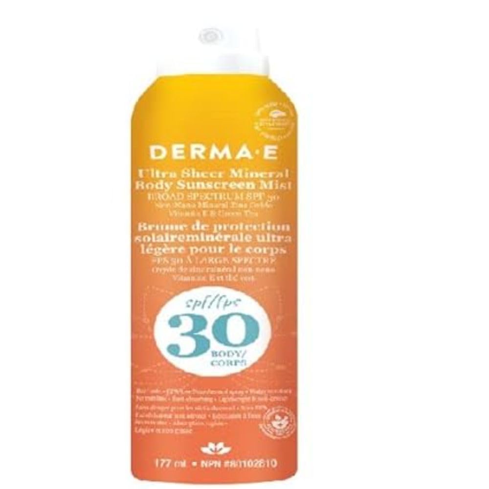 DERMA E SPF 30 Ultra Sheer Mineral Body Sunscreen Mist, 177 ML