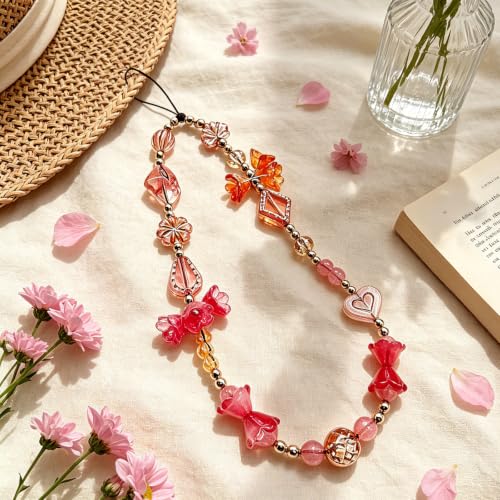 Image of Beaded Camera Wrist Strap Cute Digital Camera Charm Lanyard, Phone Wristlet Charms, Phone Chain for Camera