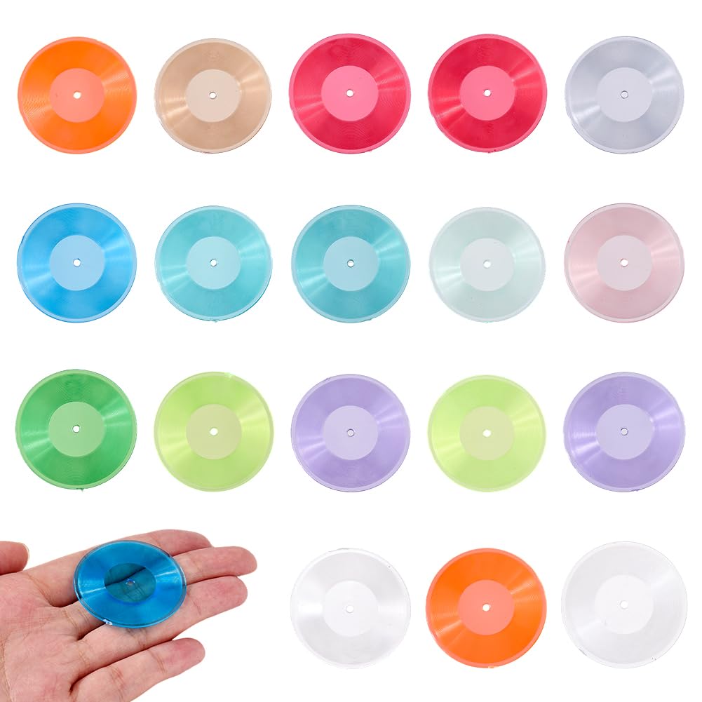SUPERFINDINGS 18Pcs Mini Record Model Tiny Dollhouse Records 1:12 Scale Mini Vinyl Record Set 3 Colors Micro Landscape Decoration Accessories for DIY Crafts Micro Landscape Accessories