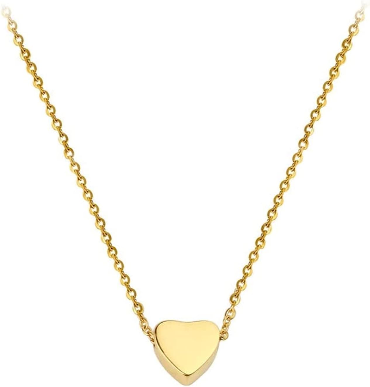 Simple Gold Love Heart Pendant Necklace Choker Chain Valentines day Gift for Her Necklace for women, girls and teens.