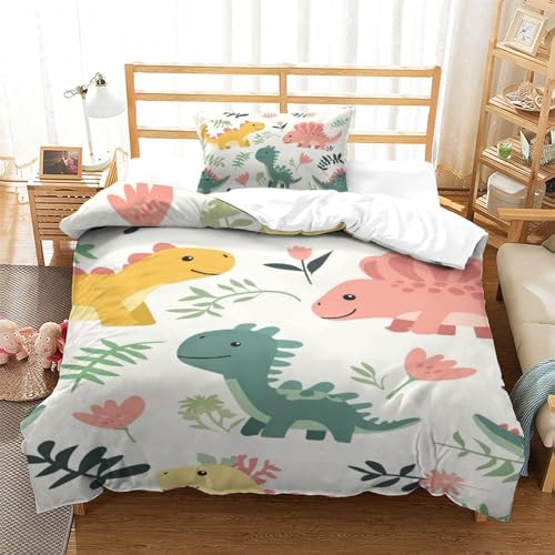 Set de housse de couette dinosaure imprimé 3D haute définition en microfibre