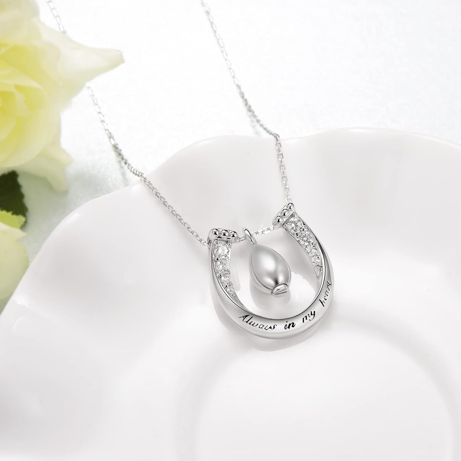 Tree of Life Cross/Celtic/Heart-Shape Rose/Zircon/Horseshoe/Heart Crystal Urn Necklace for Ashes 925 Sterling Silver Cremation Jewelry for Ashes Keepsake Cremation Necklace Pendant Jewelry for Women