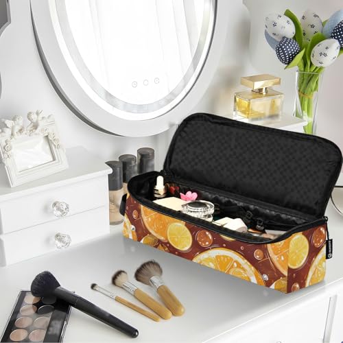 Organizador 2 en 1 para herramientas de cabello Yellow Lemon Slice con tapete resistente al calor, bolsa portátil para viaje para plancha, rizador y secador miniatura 6