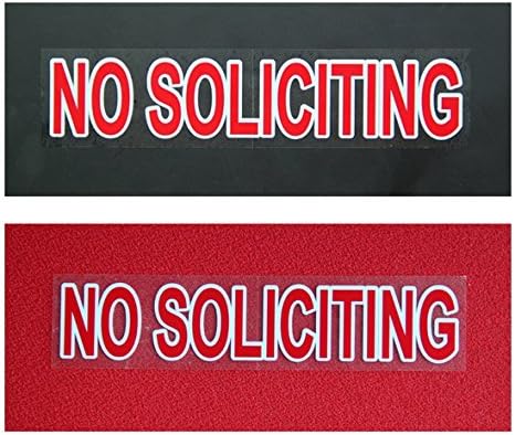 2X Pretty and Best reviewed Indoor Static face Cling on Glass NO Soliciting Window Decal Sign Sticker! Vivid red Color Like a Stop Sign, Transparent to fit Any Background.