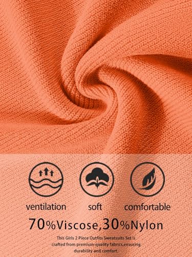 Image of Haloumoning Girls 2 Piece Outfits Kids Long Sleeve Crewneck Sweater Drawstring Wide Leg Long Pants Sweatsuits Sets 5-14T