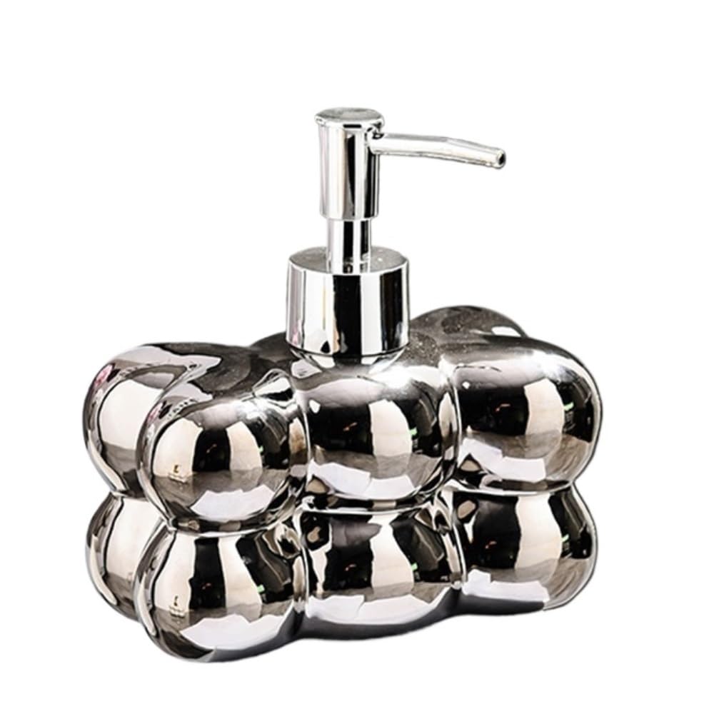 Sope-Spender Leichte Luxus-Händedesinfektionsflasche, Shampoo, Duschgel, Leere Flasche, Waschmittel, Lotion, kreative Spenderflasche, Pressflasche Seifenständer(Silver)
