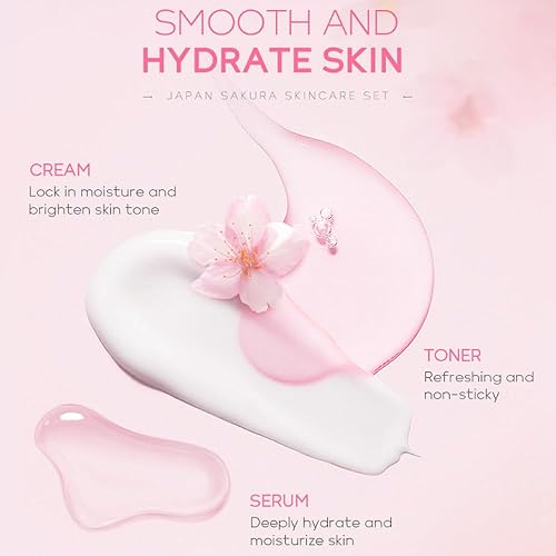 Miniatura 6 de Sakura - Kit de cuidado de la piel para adolescentes y mujeres, juego de regalo de viaje de 5 piezas con limpiador, tónico, suero, crema para los