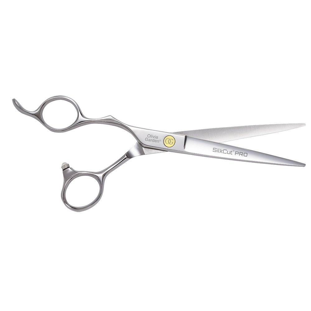 Olivia Garden SilkCut Pro Schere, 16,5 cm, Linkshänder, ultrascharfe, konvexe Stahlklingen, Scherenhülse im Lieferumfang enthalten