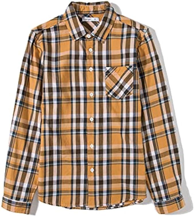 Tronjori Boy's Long Sleeve Button Down Woven Shirt
