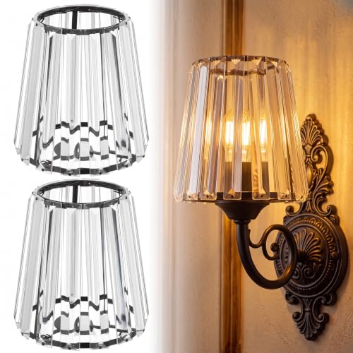 Teenyyou 2 Pack Black Crystal Lamp Shade, 1-5/8"/1.65" UNO-fitter, Tapered