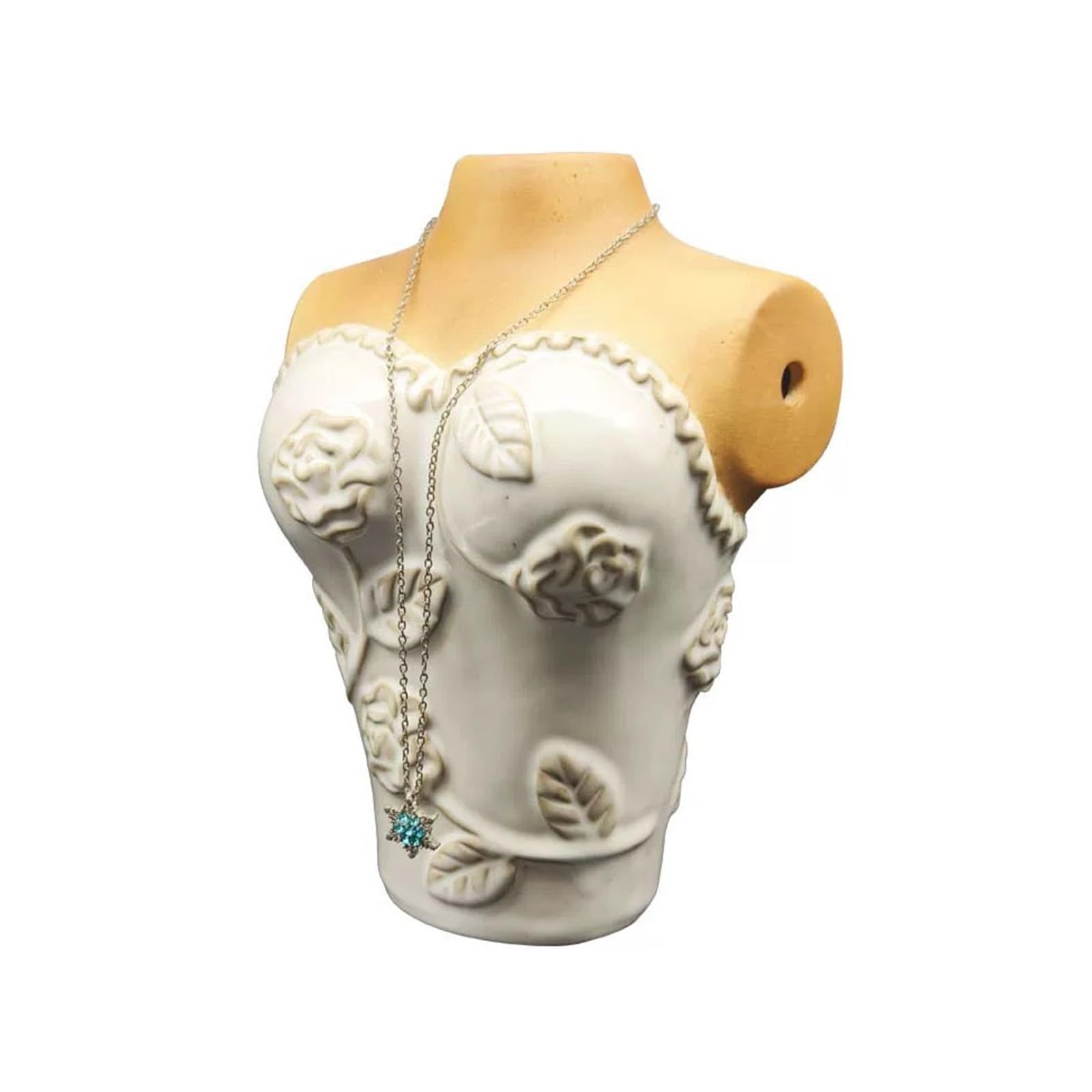 Kp6xLf3gT Jewellery Display Holder Ceramic Bust Necklace Display Stand with Rose Relief