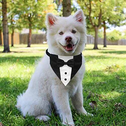 Goyoswa Dog Tuxedo Dog Suit Dog Wedding Bandana Collar With Bow Tie, Adjustable Dog Tux Formal Dog Costumes, Engagement Birthday Gifts For Small Medium Large Dogs Pets (Small: Neck 12.5”-21”) #TOP4