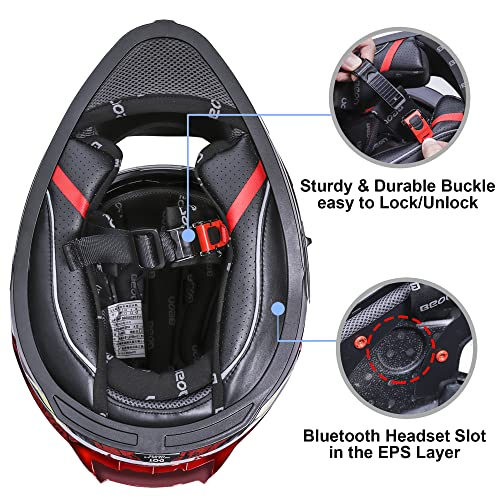 Beon Full Face Motorcycle Helmet, Street Bike Helmet With Clear&Tinted Visors And Multiple Vents, Motocross Casco Dot Approved For Adult Men Women, S-Xl (L, Glossy Red) #TOP5