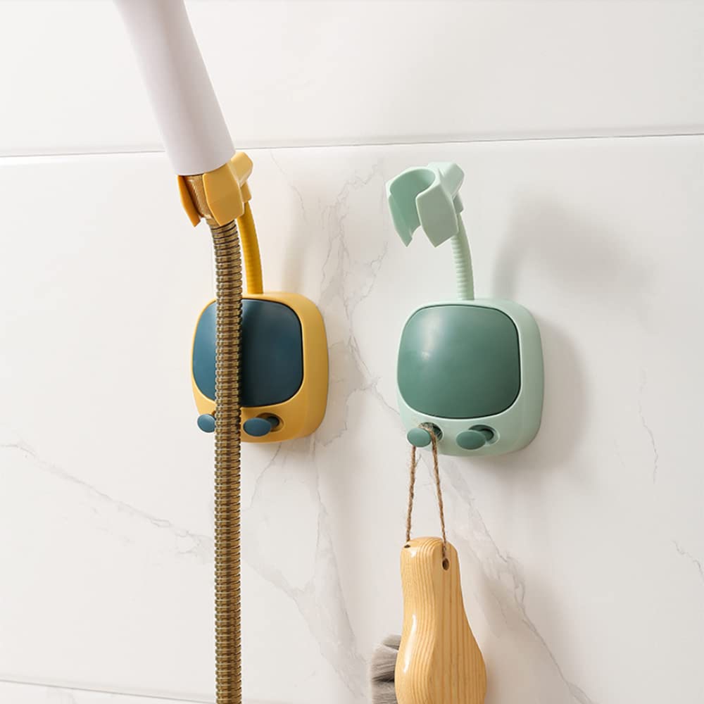 4 soportes para cabezal de ducha, soporte de ducha ABS, soporte autoadhesivo ajustable de 360 grados, extraíble, para pared de ducha, montaje de cabezal de ducha sin taladro