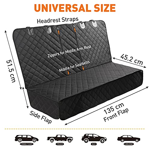 VOCLO Dog Car Seat Cover for Back Seat, Durable Car Seat Protector with 1 Elastic Dog Seat Belt, Waterproof Back Seat Covers for Dogs and Kids, Nonslip Pet Car Seat Cover for All Cars, Trucks & SUV - Image 5