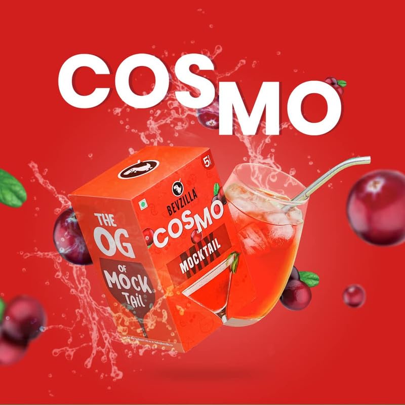 Image of Bevzilla Mocktail Mixer Powder - Hurricane & Cosmo Combo (10 Servings) | Refreshing, Non-Alcoholic & Low-Calorie | Instant Party-Perfect Mix | Enjoy Guilt-Free, Delicious Mocktails Anytime