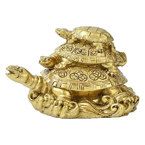 Image of ZAICUS Feng Shui Turtle Showpiece for Home Decor | Golden Tortoise Statue | Wealth, Prosperity & Good Luck | Vastu Decorative Figurine for Office Desk, & Gifting