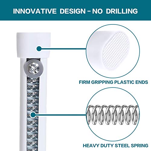 Tension Rods Oval Spring Curtain Rod Adjustable Width Curtains Rods 2 Pack Spring Window Round 36 To 60 Inches Tension Curtain Rod, White #TOP1