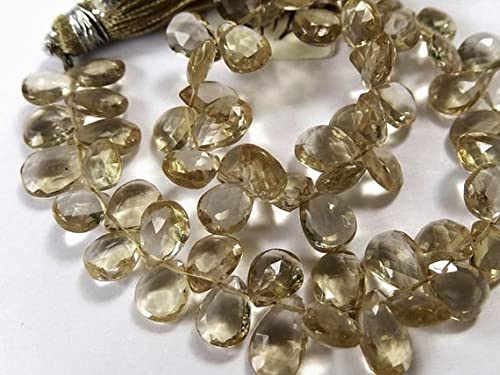 Quartz champagne facetté poire briolette 8mm lot de 15 perles gemmes