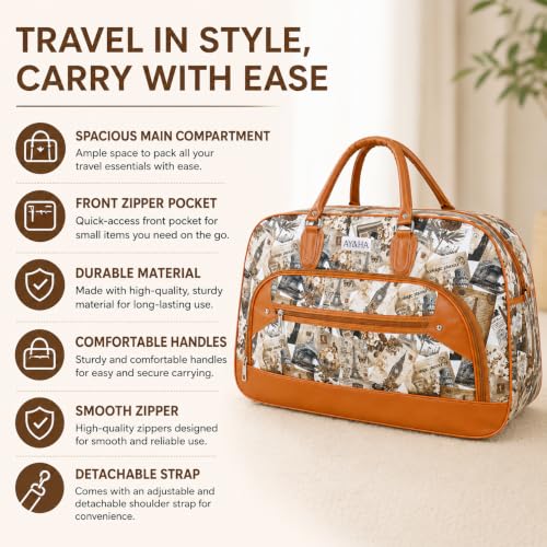 Image of Ayaha Large Travel Duffle Bag, Air Bag for Men and Women Cabin Luggage Bag Weekender Stylish Travel Bag with Detachable Shoulder Strap