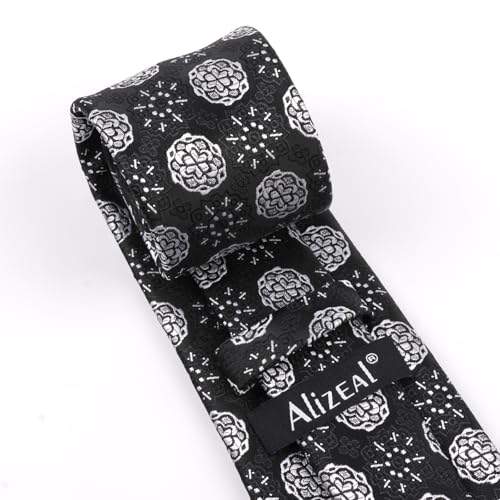 Image of Alizeal Mens Vintage Solid Plaid Tie with Pocket Square 3.15inches Necktie Set