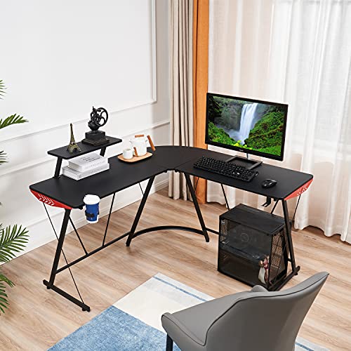 Excited Work L Shaped Gaming Pc Computer Desk, Home Office Desk With Round Corner Computer Desk Nbllgd01L #TOP2