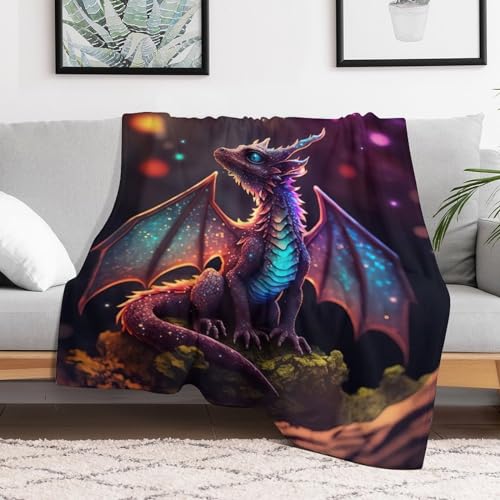 Couverture polaire dragon lit double jeté de canapé chaud lavable - 3