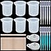 Silikon Messbecher für Harz 100ml Epoxidharz Zubehör Becher Antihaft-Mischbecher Tools Kit DIY-Harz Klebewerkzeuge mit Mischstab und Pipette für DIY Harzgießen(28 Stück)