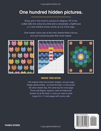 100 Hidden Pictures Color by Number: A Large Print Mystery Puzzle Coloring Book for Adults and Teens - Animals, Flowers, Landscapes, Mandalas and Patterns (Color by Number Mysteries) - Image 2