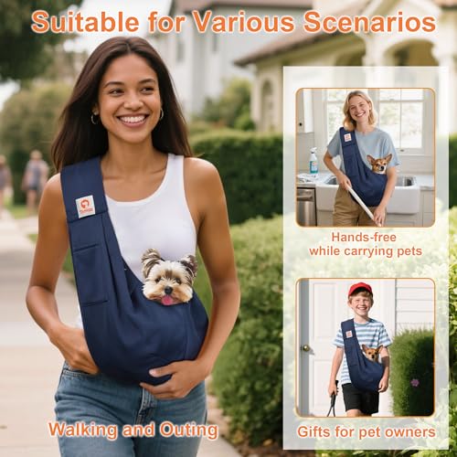Image of Tomkas Dog Cat Carrier Sling Classic Pocket & Classic Strap(M,Dark Blue)