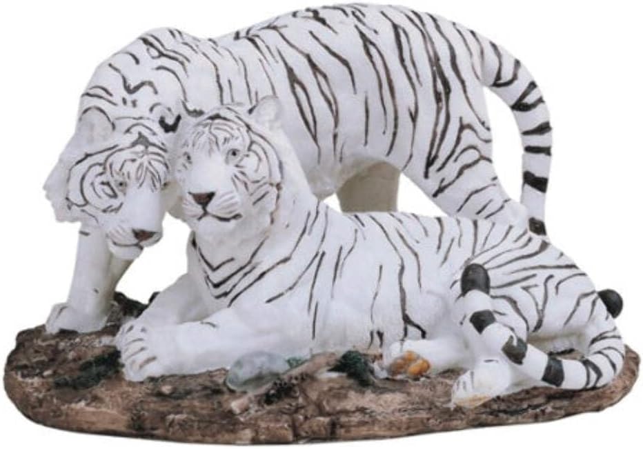 StealStreet SS-G-54132 Medium Polyresin White Tiger Couple Figurine Statue, 6.25"