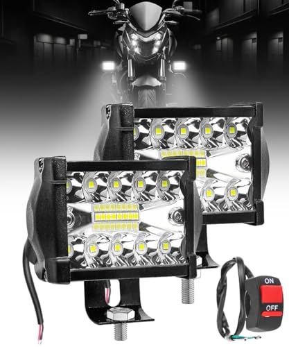 Image of FABTEC 18 LED 4 Inch /10 cm Bar Light LED Fog Light for All Motorcycles /Bike /Scooty /E-Rikshaw (Set Of 2) (4 Inch,White) (6 Month Warranty)